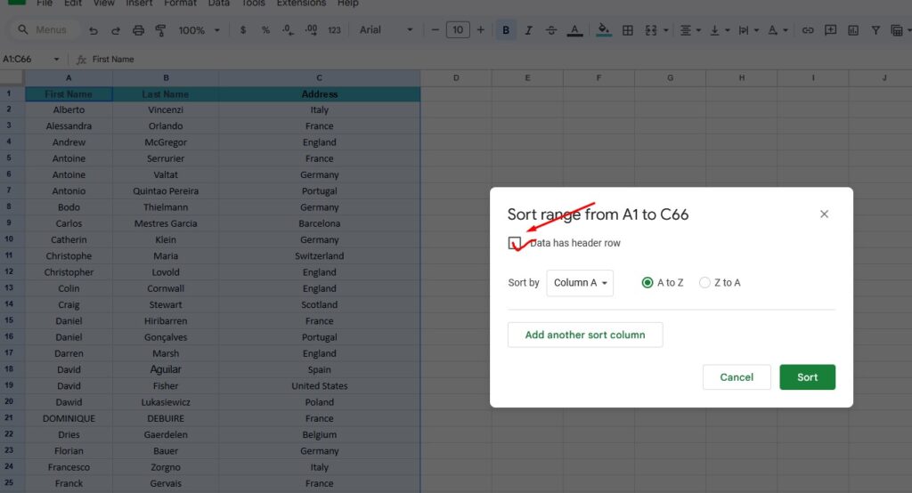 How To Alphabetize In Google Sheets Step 6